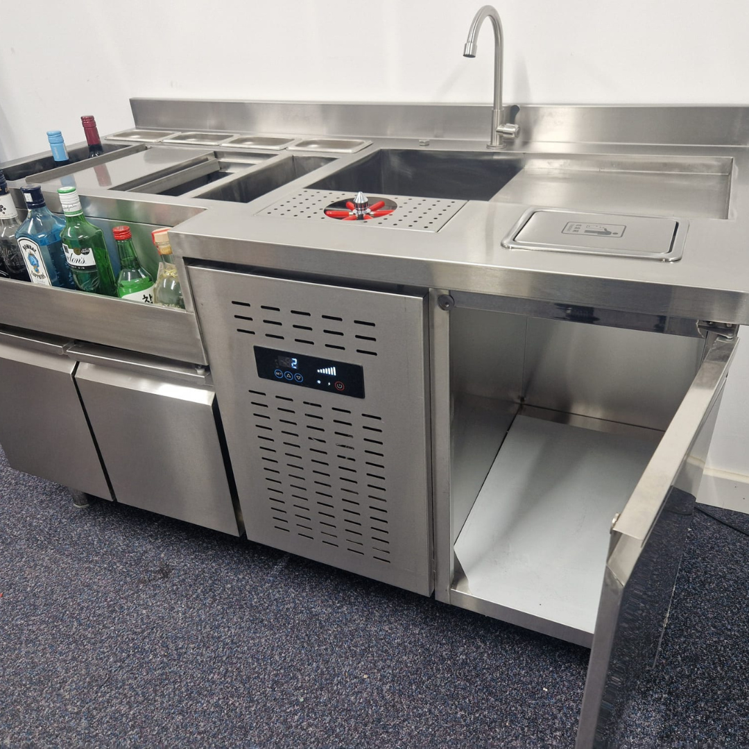Cocktail Station with integrated Drinks Fridge - 1500x700x900