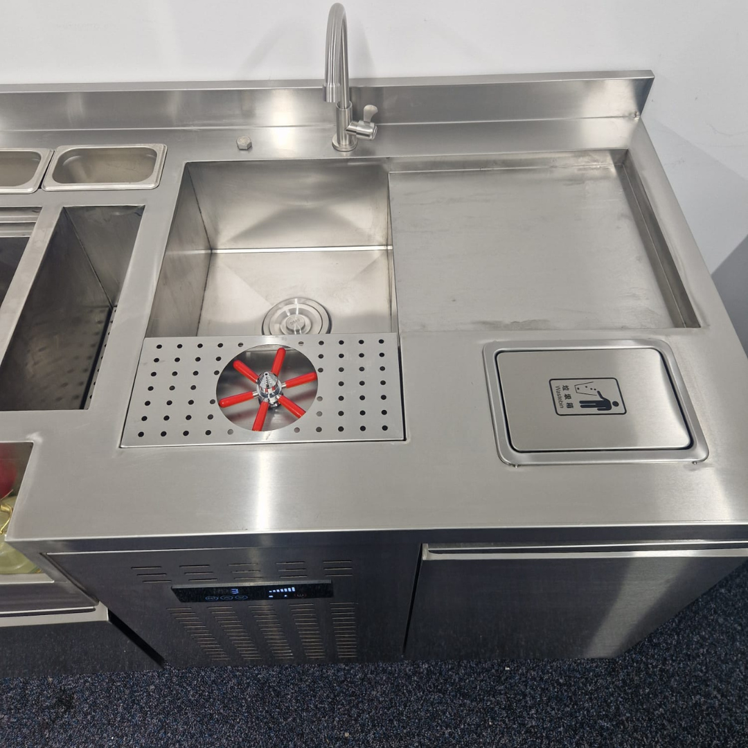 Cocktail Station with integrated Drinks Fridge - 1500x700x900