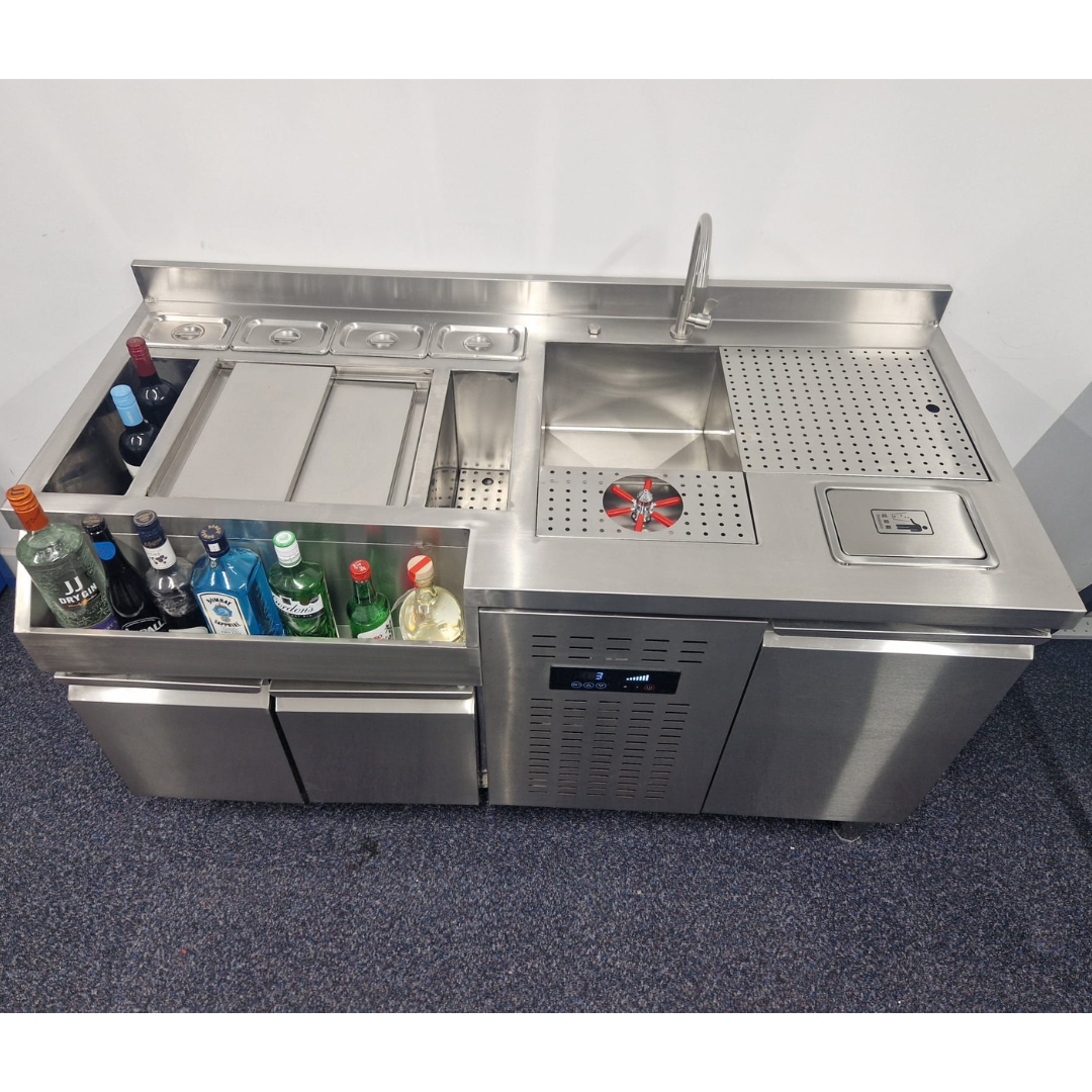 Cocktail Station with integrated Drinks Fridge - 1500x700x900