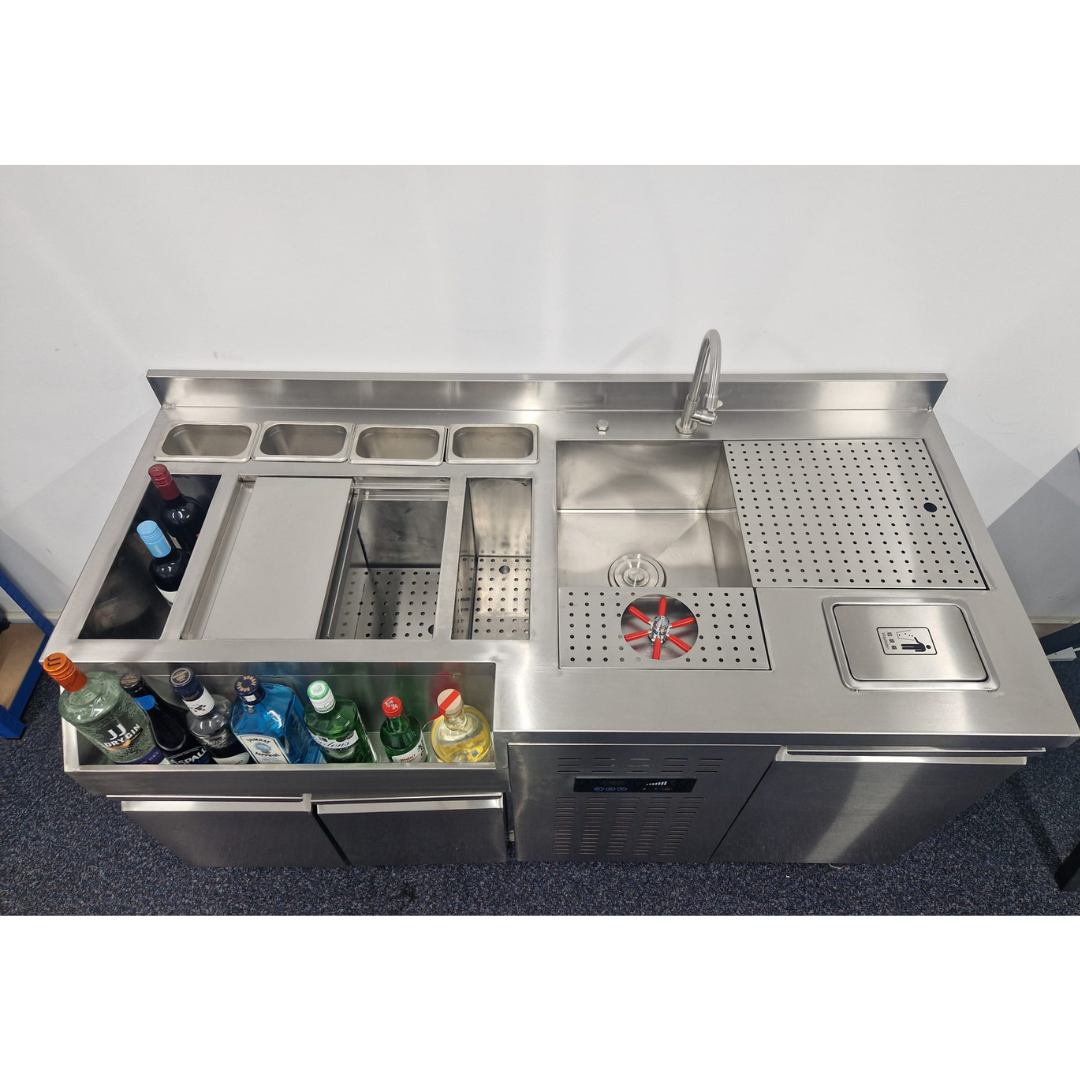 Cocktail Station with integrated Drinks Fridge - 1500x700x900
