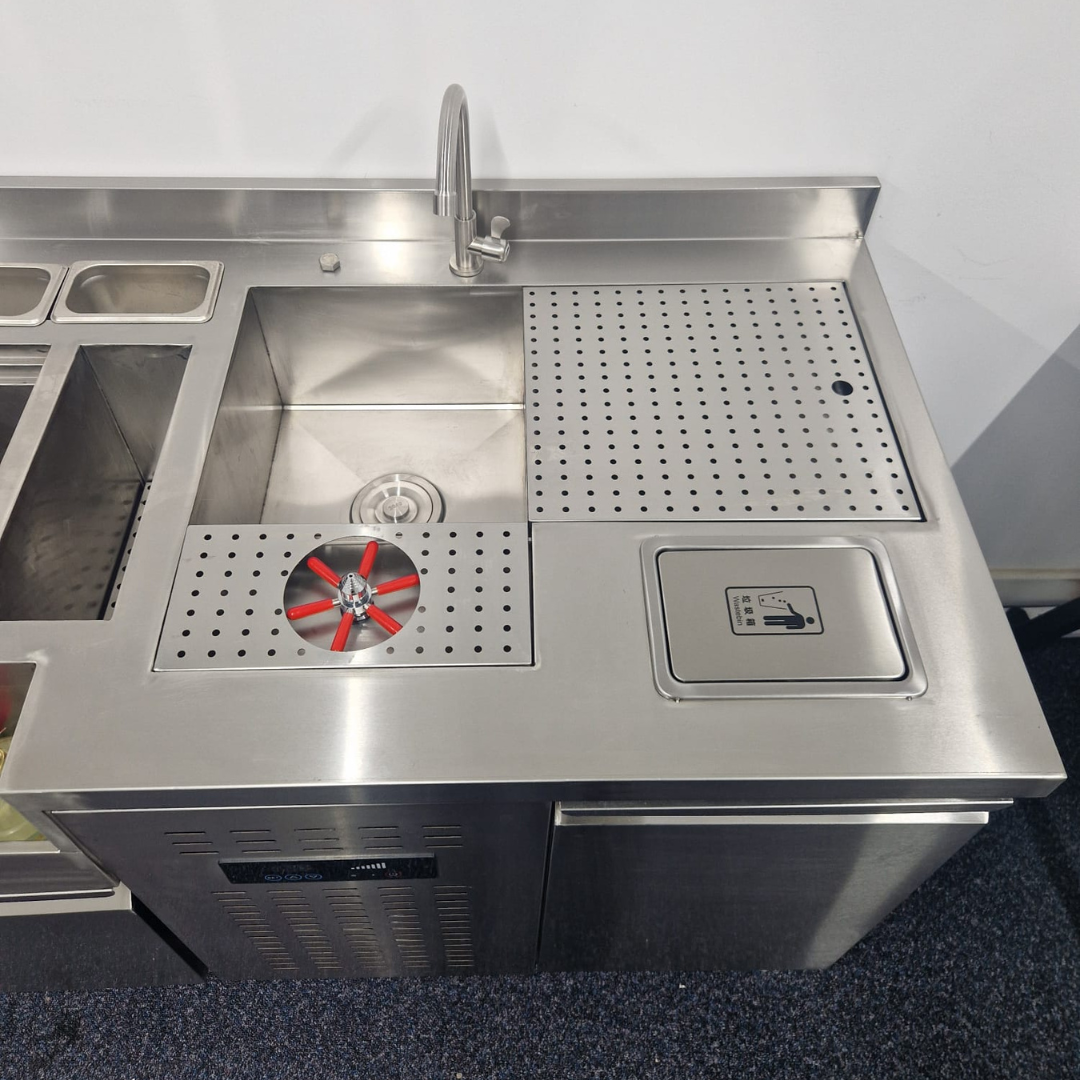 Cocktail Station with integrated Drinks Fridge - 1500x700x900