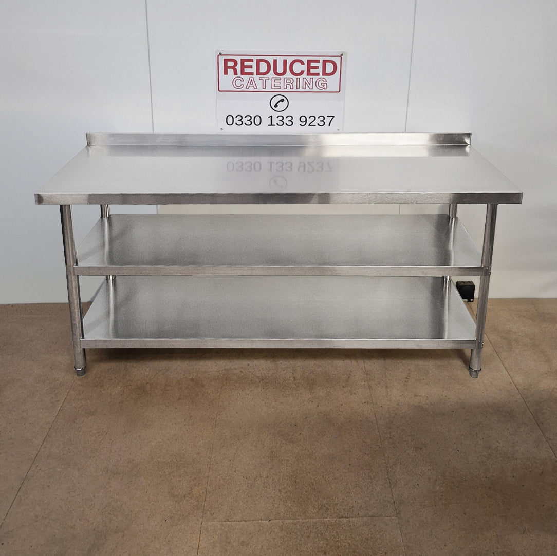 Standard Duty Stainless Steel Wall Prep table - 1800x600x900mm - 2 Shelves