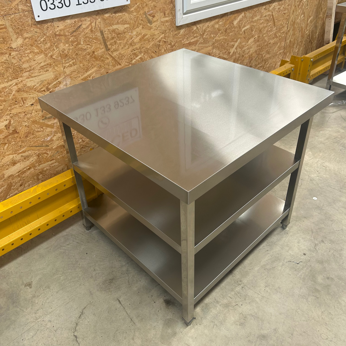 Stainless Steel Centre Table - 1000x1000x900mm - 2 Shelves