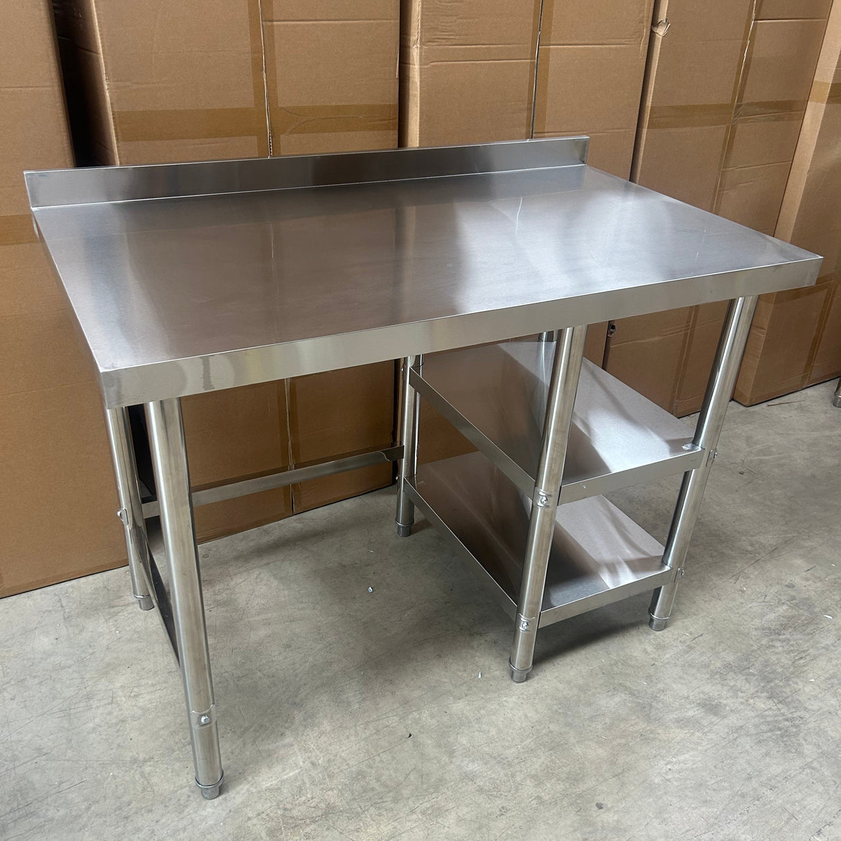 Standard Duty Stainless Steel Table with Void & 2x undershelves - 1200x700x900mm