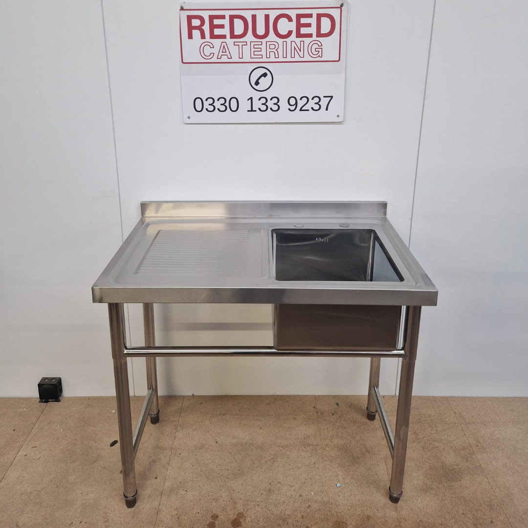1000mm Single Bowl Sink - No Undershelf - Left Hand Drainer