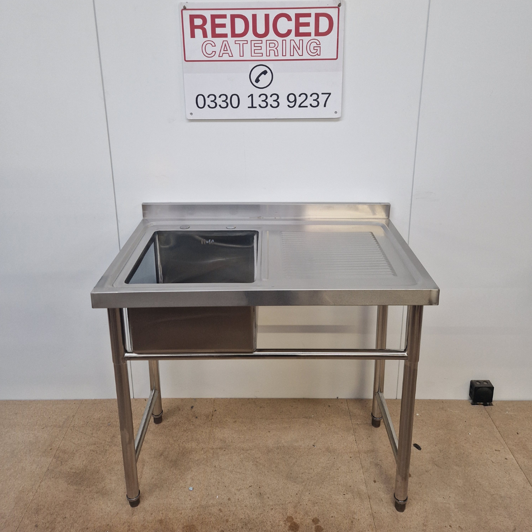 1000mm Single Bowl Sink - No Undershelf - Right Hand Drainer
