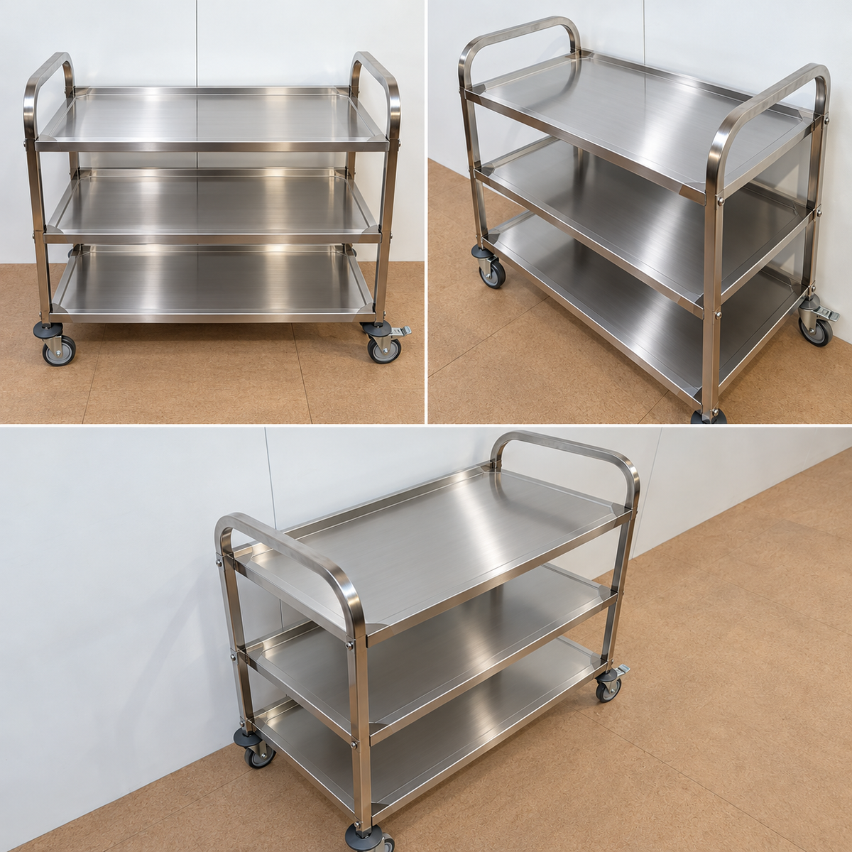 Stainless steel Trolley 3 Tier - 850x450x900mm (LxWxH)