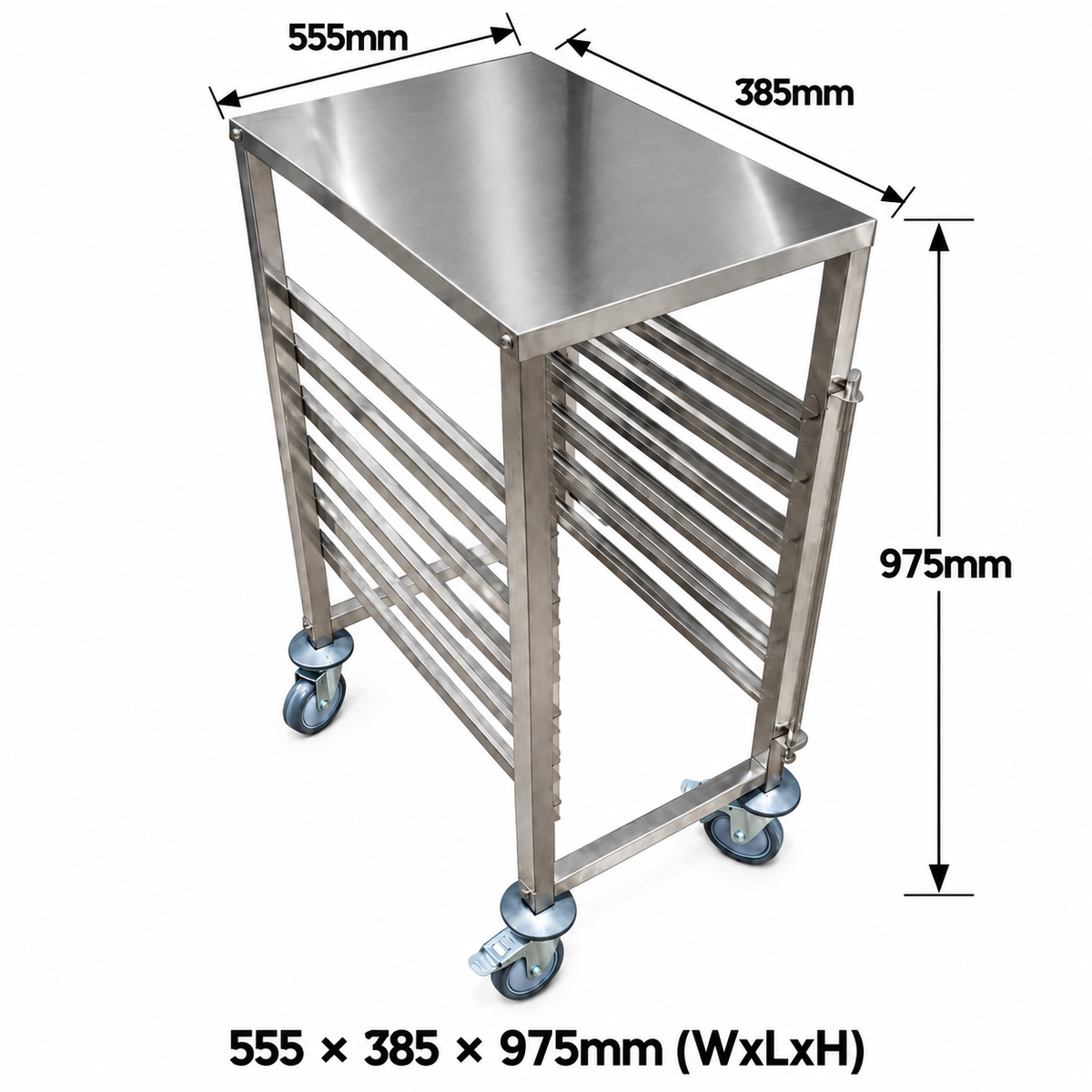 Gastronorm Pan Trolley - 6 Layer with Soild Table Top