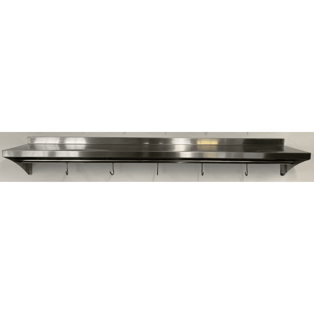 Stainless Steel Wall Shelf With Hook Rail - 1500x400mm