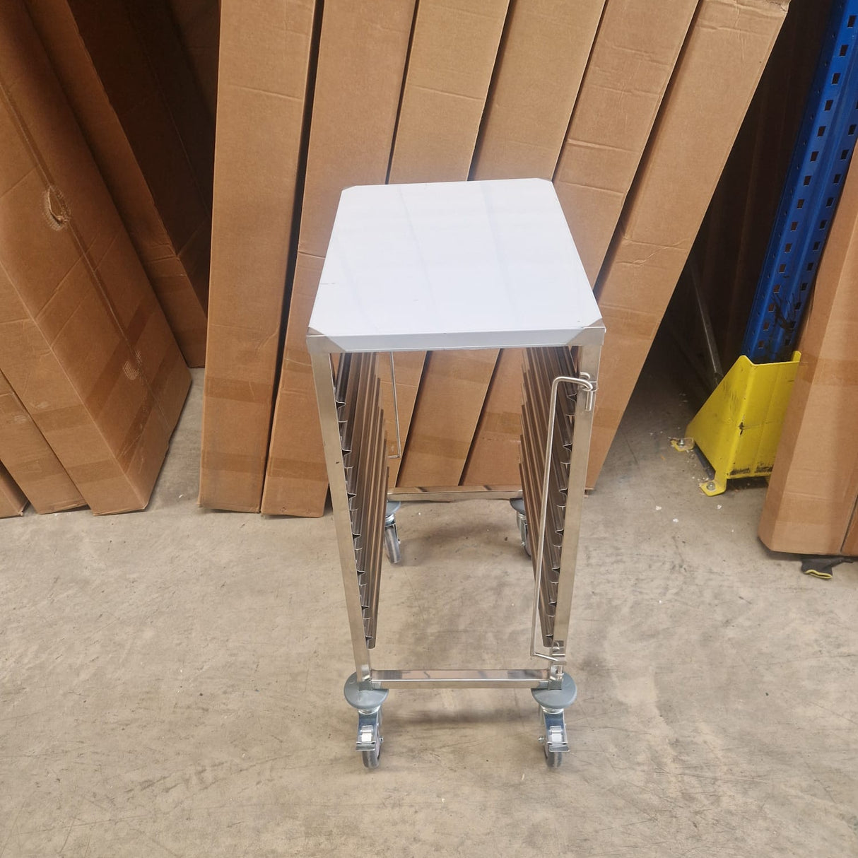 Gastronorm Pan Rack Trolley - 6 Layer with Solid Table Top