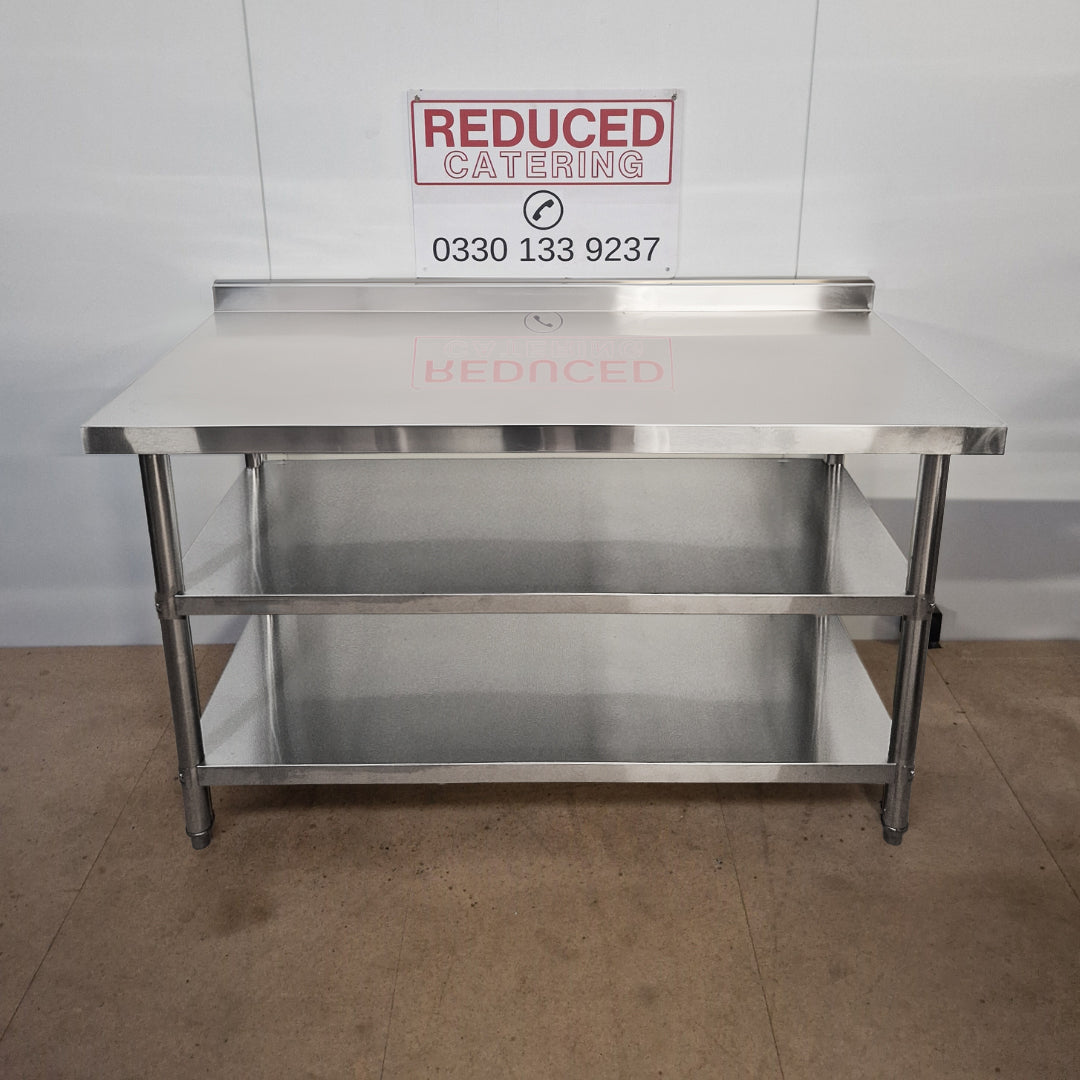 Standard Duty Stainless Steel Wall Prep table - 1500x700x900mm - 2 Shelves