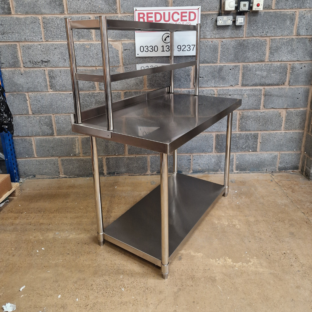 Stainless Steel Wall Prep table - 1000x600x900mm (WxDxH) With Double Chefs Gantry