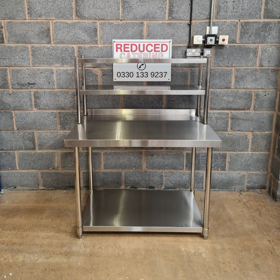 Stainless Steel Wall Prep table - 1200x600x900mm (WxDxH) With Double Chefs Gantry