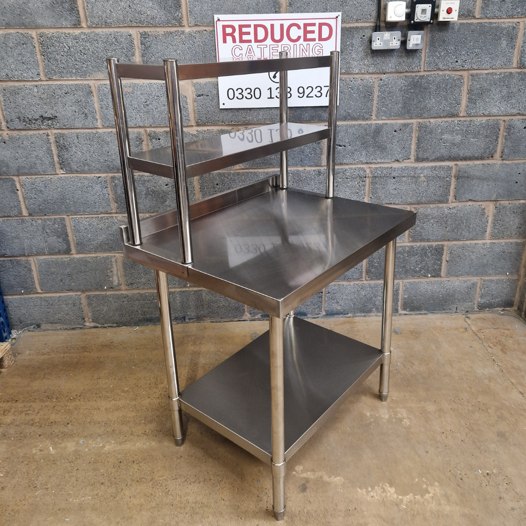 Stainless Steel Wall Prep table - 900x600x900mm (WxDxH) With Double Chefs Gantry