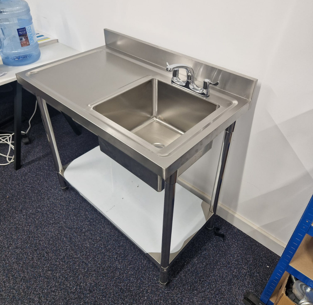 Single Bowl Commercial Sink - 1000mm Left Hand Drainer (Flat)