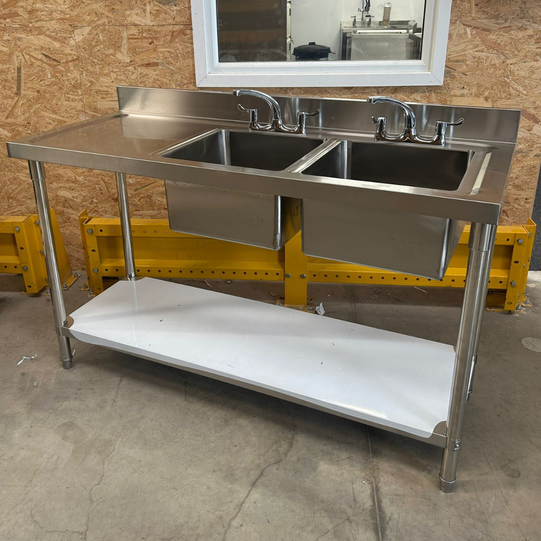 1500mm Double Bowl Sink - Left Hand Drainer -FLAT
