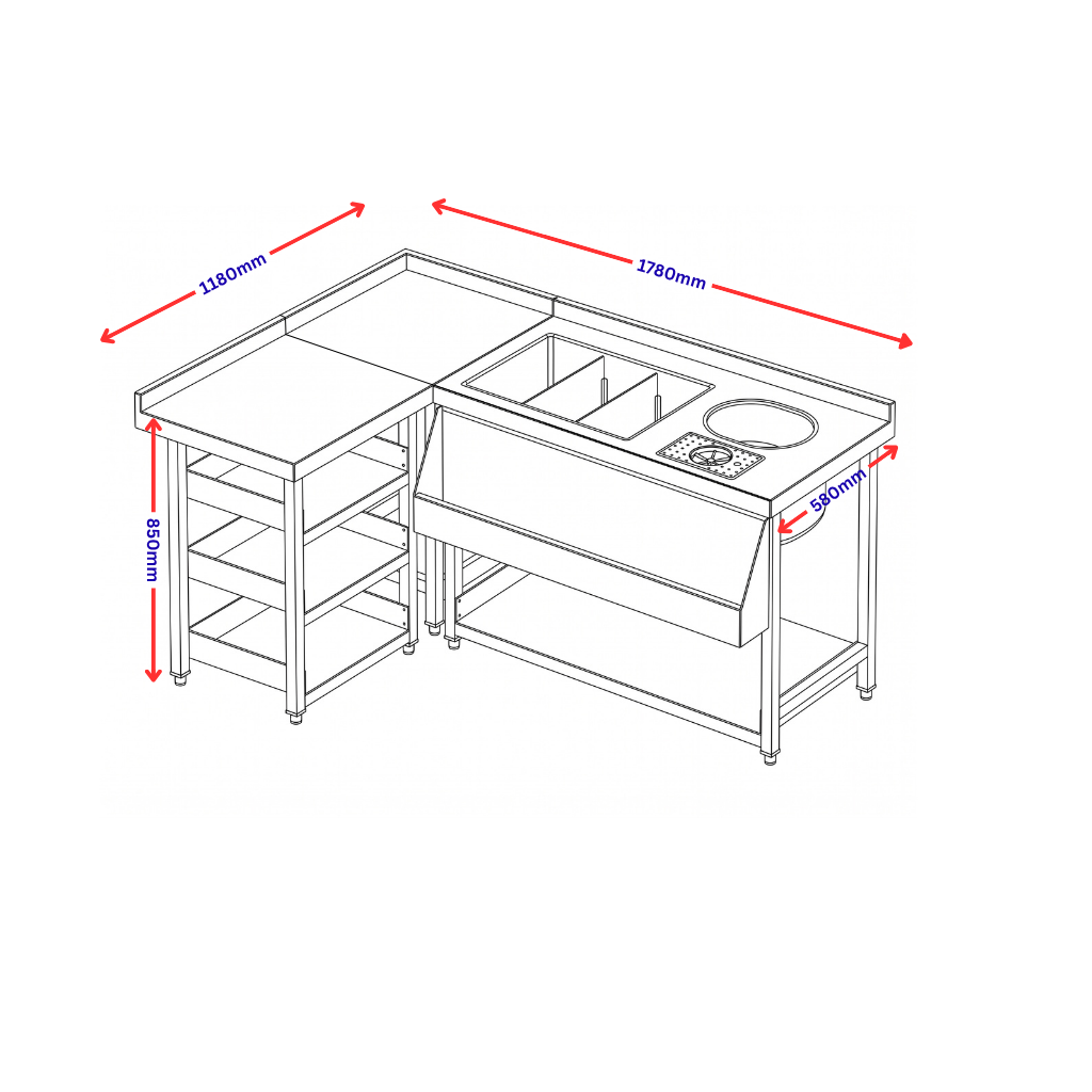Corner Cocktail Sink Package - 1780x1180mm