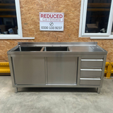 Stainless Steel Cupboard With Drawers - 1800x600mm