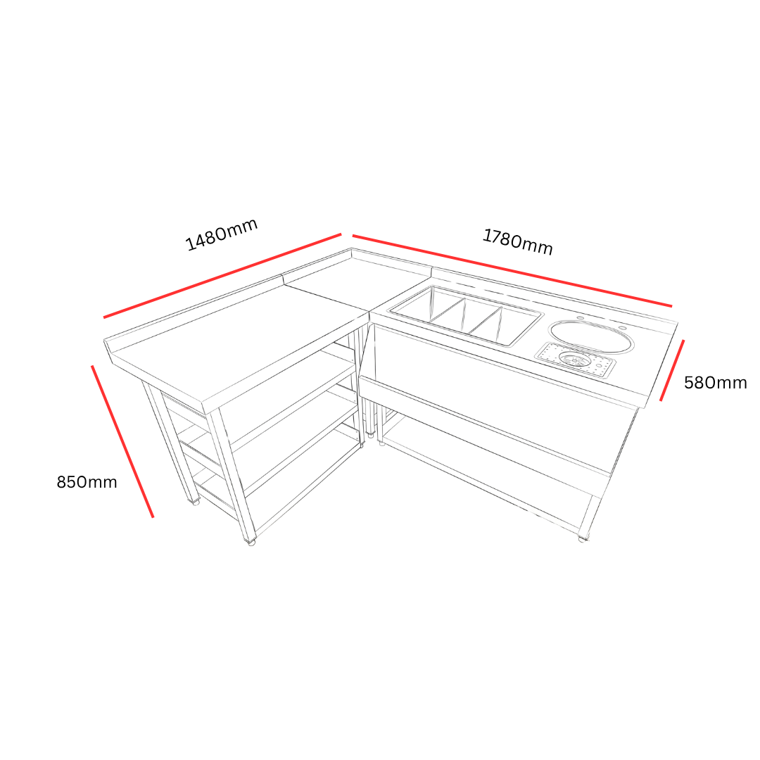 Corner Cocktail Sink Package - 1780x1480mm