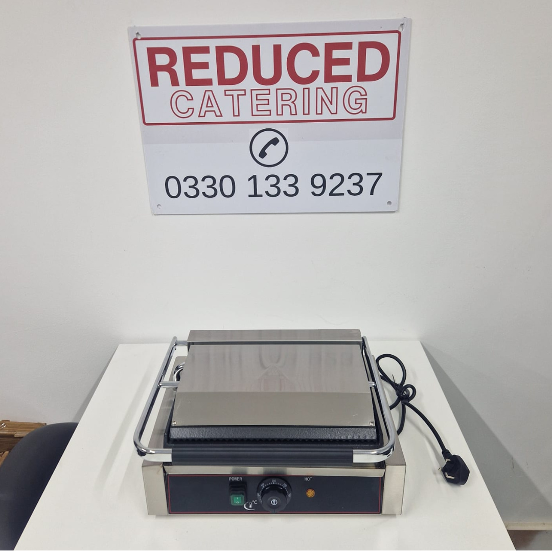 Cheftek Contact Grill  Top Grooved, Bottom Flat - 425x400x210mm