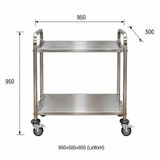 Stainless Steel Serving Trolley - 2 Tier - 950x500x950mm (LxWxH)