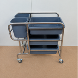 Commercial Stainless Steel 3 Tier Bussing Trolley with Trays & Bins