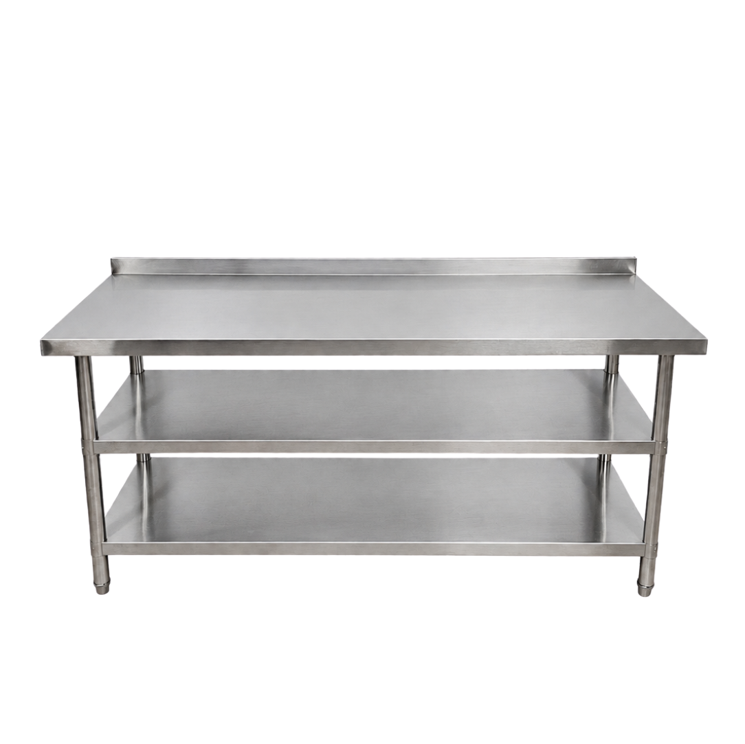 Standard Duty Stainless Steel Wall Prep table - 1800x700x900mm - 2 Shelves
