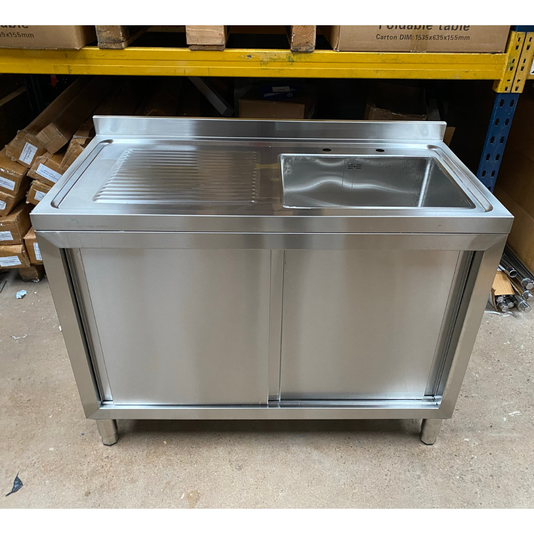 Single Bowl Sink Cupboard - 1200mm - With Left Hand Drainer