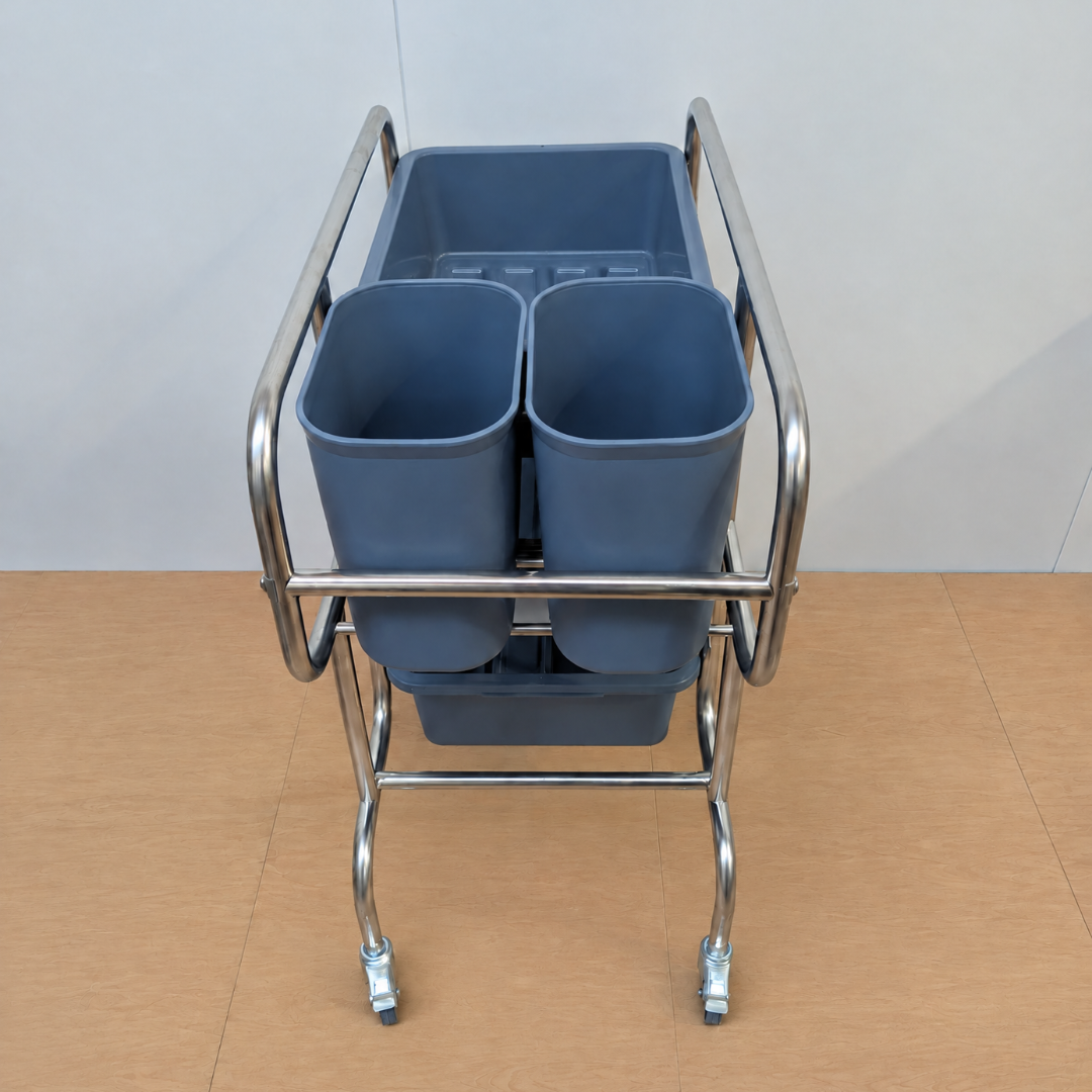 Commercial Stainless Steel 3 Tier Bussing Trolley with Trays & Bins
