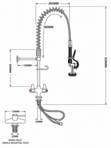 Heavy Duty Compact Commercial Pre-Rinse Spray Arm – Mono Inlet – 630mm