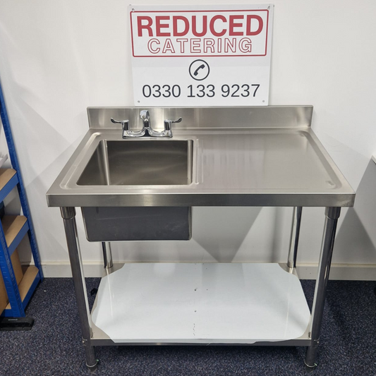 Single Bowl Commercial Sink -1000mm Right Hand Drainer (Flat)
