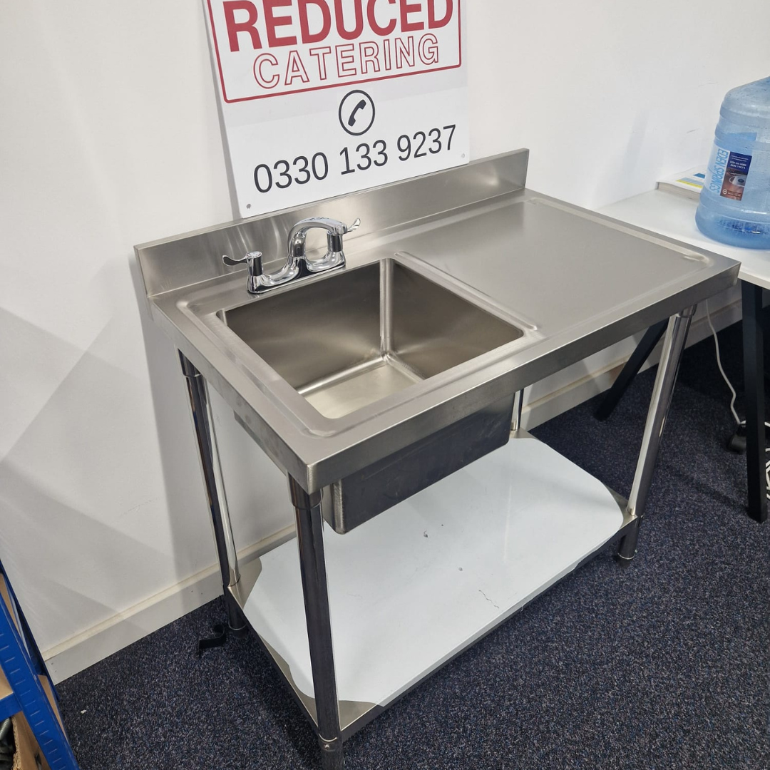 Single Bowl Commercial Sink -1000mm Right Hand Drainer (Flat)