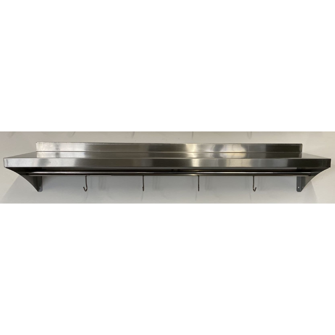 Stainless Steel Wall Shelf With Hook Rail - 1000x300mm