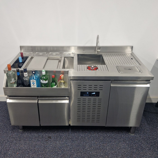 Cocktail Station with integrated Drinks Fridge - 1500x700x900