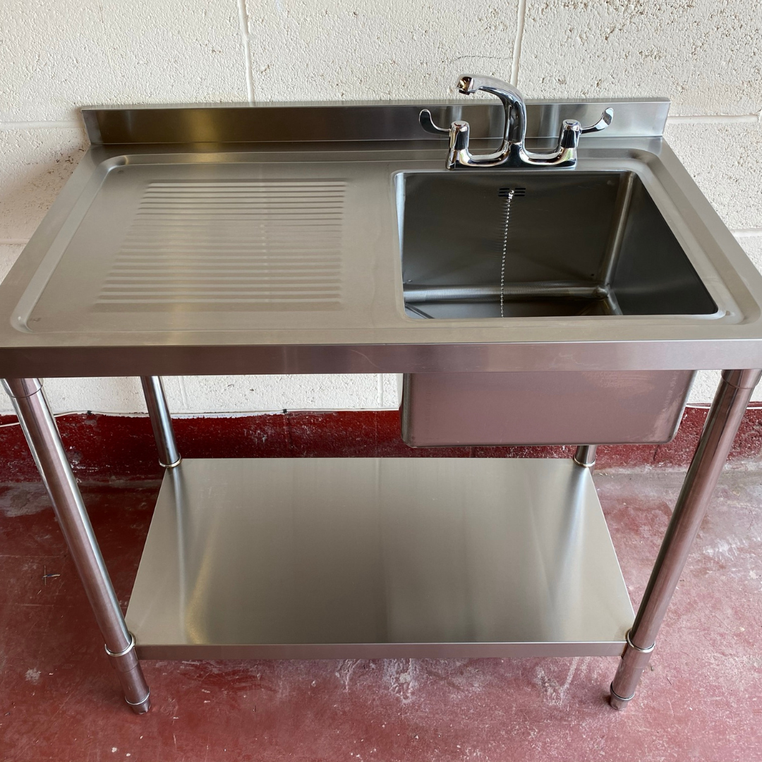 1000mm Single Bowl Commercial Sink with Drainer (Left)