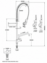 Heavy Duty Commercial Pre-Rinse Spray Arm with 12" Bowl Filler – Mono Inlet – 1085mm