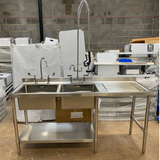 Double Bowl Commercial Sink For Dishwasher- 1800x650x900mm Right Hand Drainer