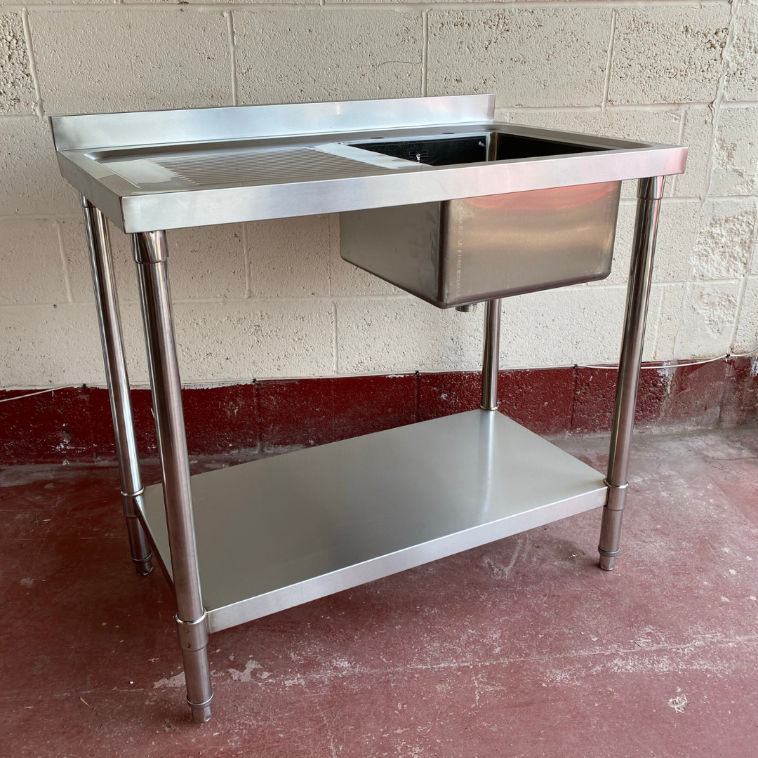 1000mm Single Bowl Commercial Sink with Drainer (Left)