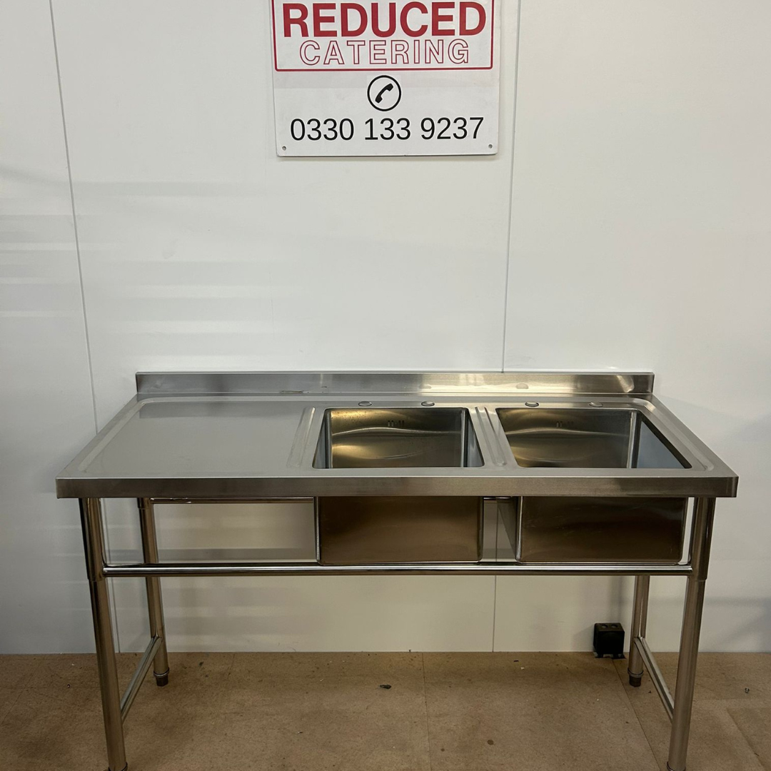 1500mm Double Bowl Sink - Left Hand Drainer - No Undershelf