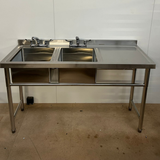 1500mm Double Bowl Sink - Right Hand Drainer - No Undershelf