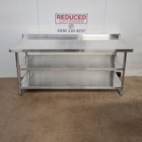 Standard Duty Stainless Steel Wall Prep table - 1800x700x900mm - 2 Shelves