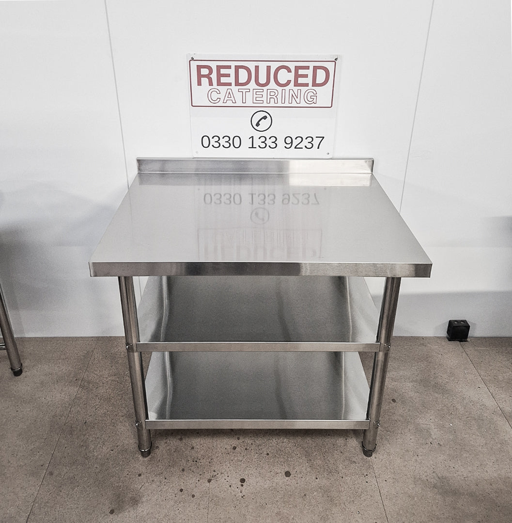 Standard Duty Stainless Steel Wall Prep table - 1000x600x900mm - 2 Shelves