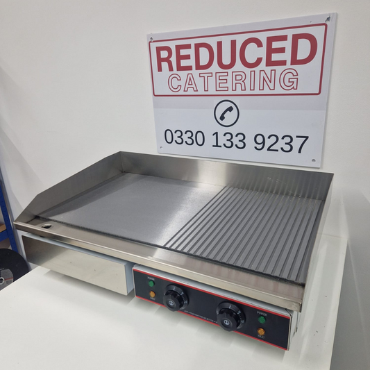 Cheftek 73cm Electric Griddle - Flat & Groved Plate