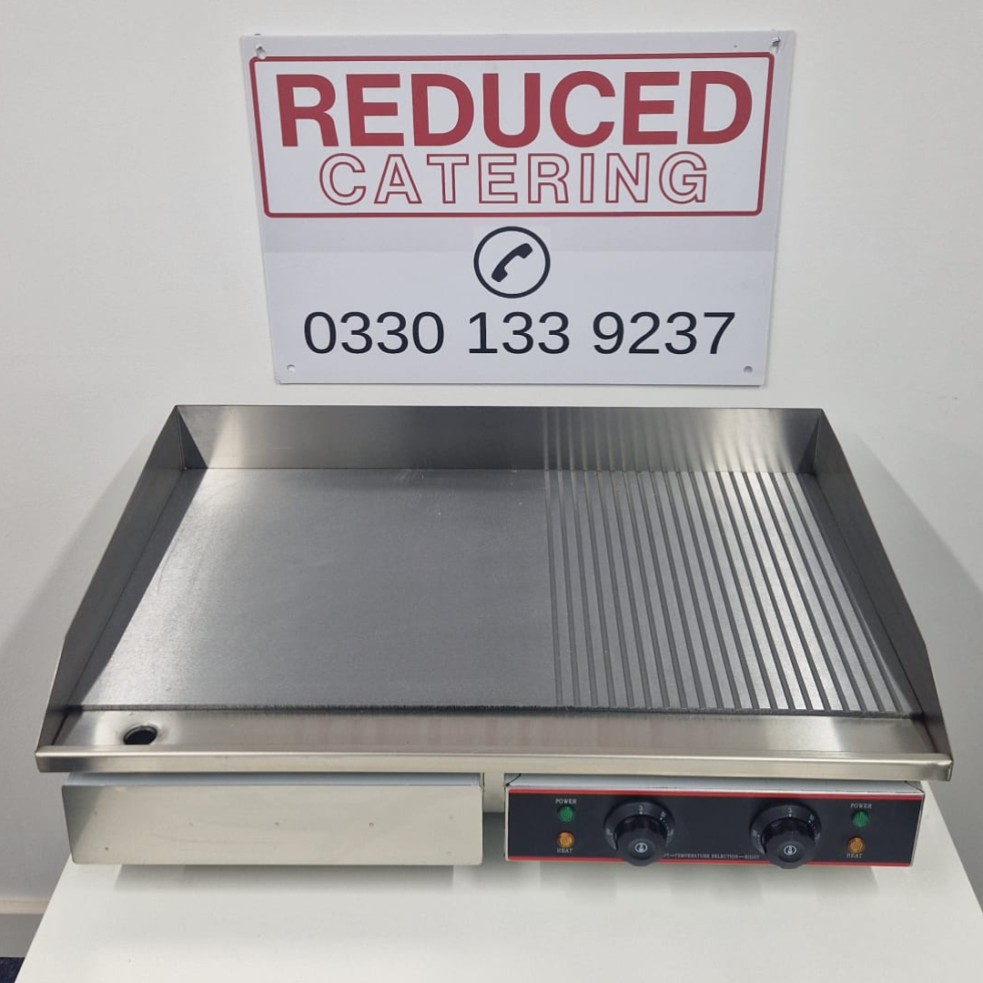 Cheftek 73cm Electric Griddle - Flat & Groved Plate