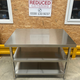 Heavy Duty Stainless Steel Centre Table -  1200x800x900mm - 2 Shelves