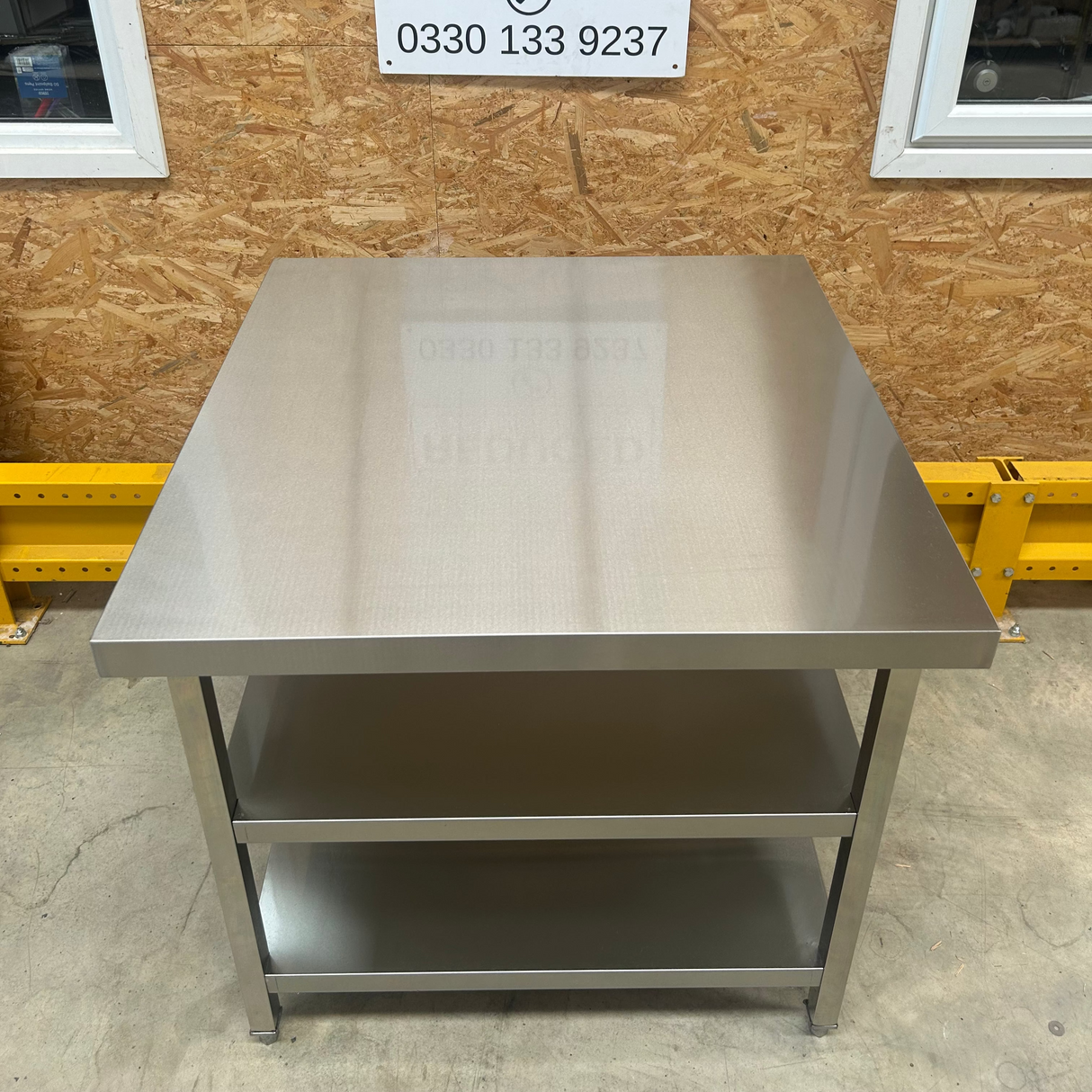 Stainless Steel Centre Table -  1000x1000x900mm - 2 Shelves