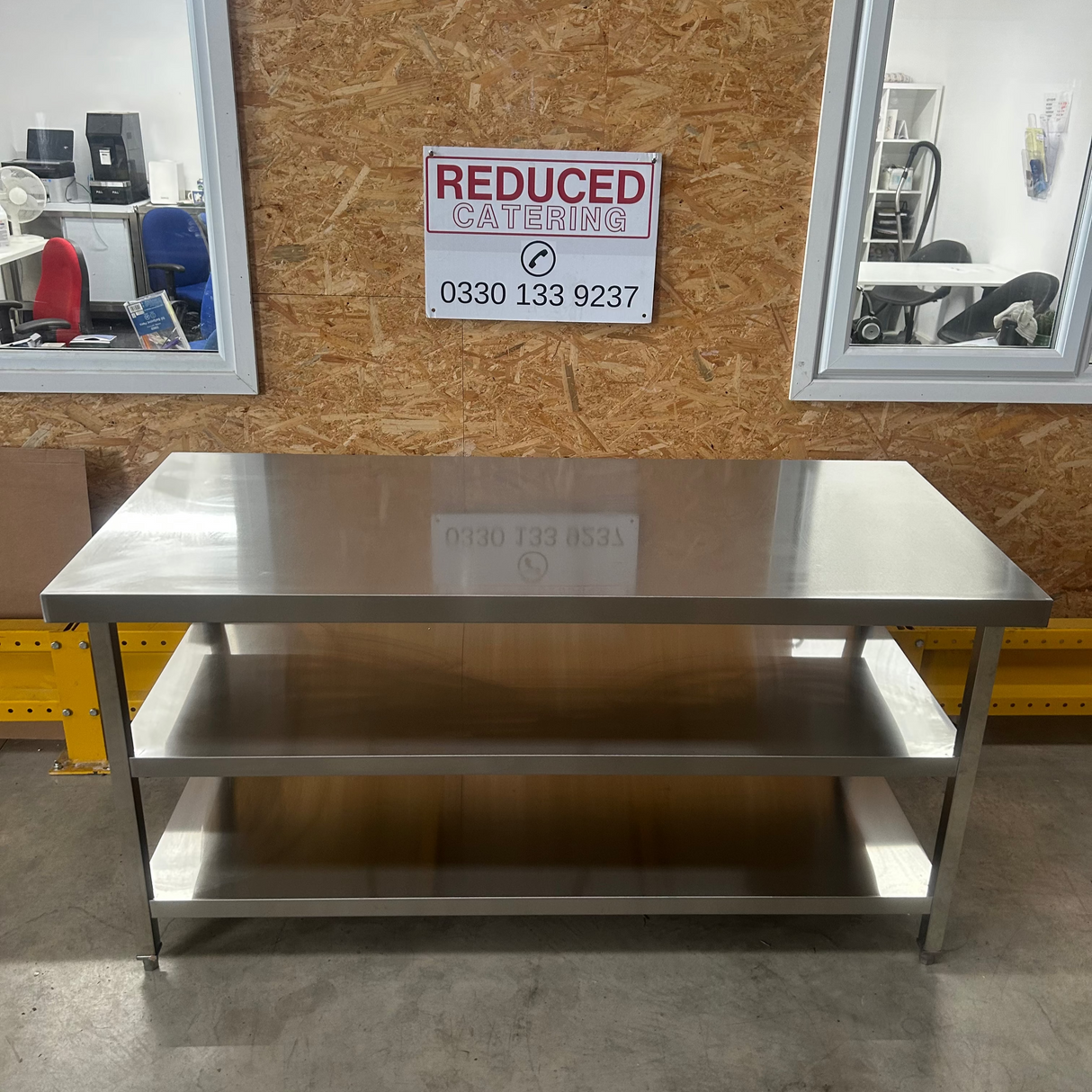 Stainless Steel Centre Table -  1800x800x900mm - 2 Shelves