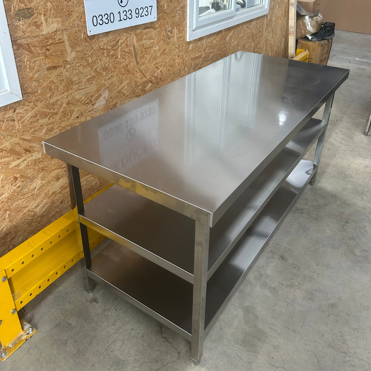 Stainless Steel Centre Table -  1800x800x900mm - 2 Shelves