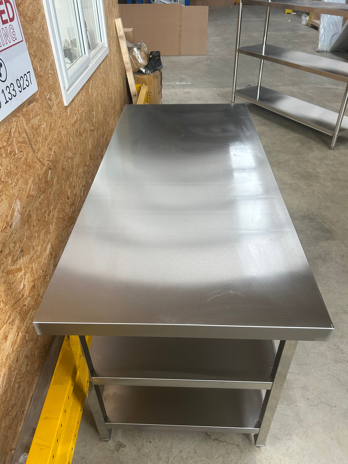Stainless Steel Centre Table -  1800x800x900mm - 2 Shelves