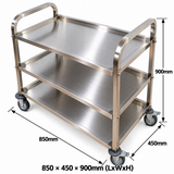Stainless steel Trolley 3 Tier - 850x450x900mm (LxWxH)